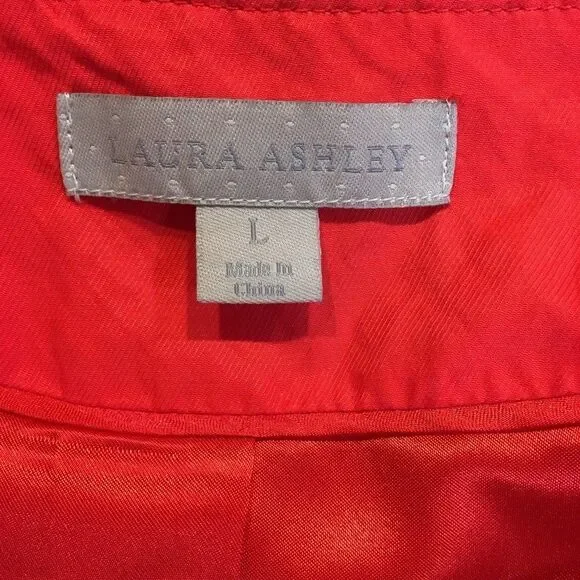 Laura Ashley Womens L Full Zip Lined Jacket Red Zip Pockets Laced Collar Classic - Picture 8 of 10